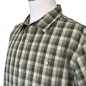 LL Bean Green Plaid Shirt - Size Large - Short Sleeve Button Up